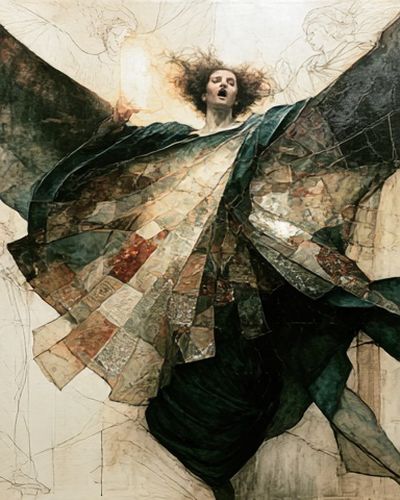 Winged Figure Surrealism Print.