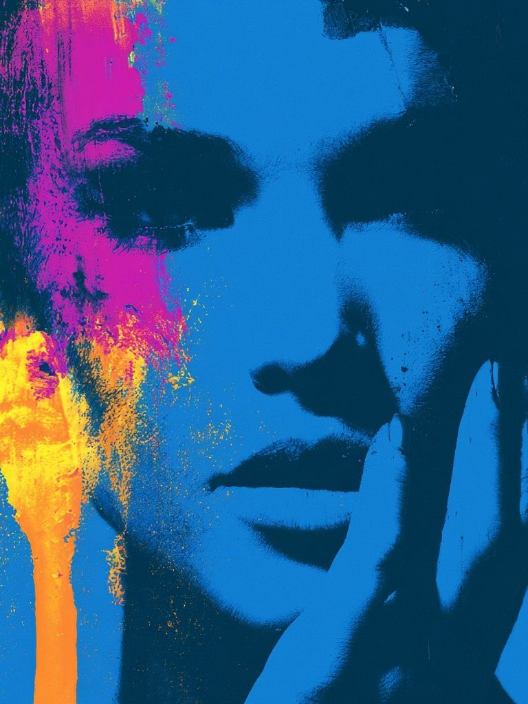 Neon Pop Face Portrait Poster. poster — fine-art art