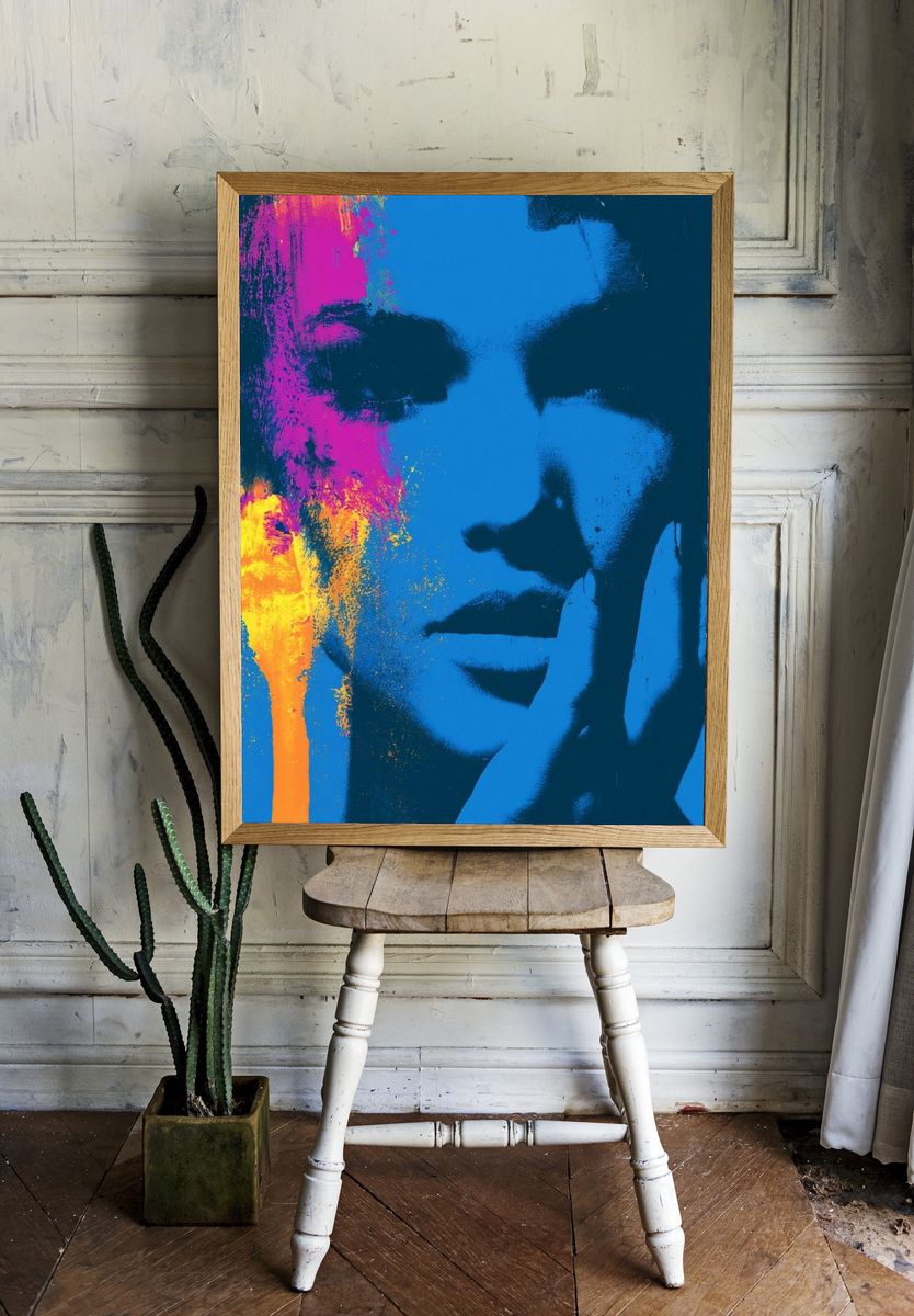 Neon Pop Face Portrait Poster. room preview