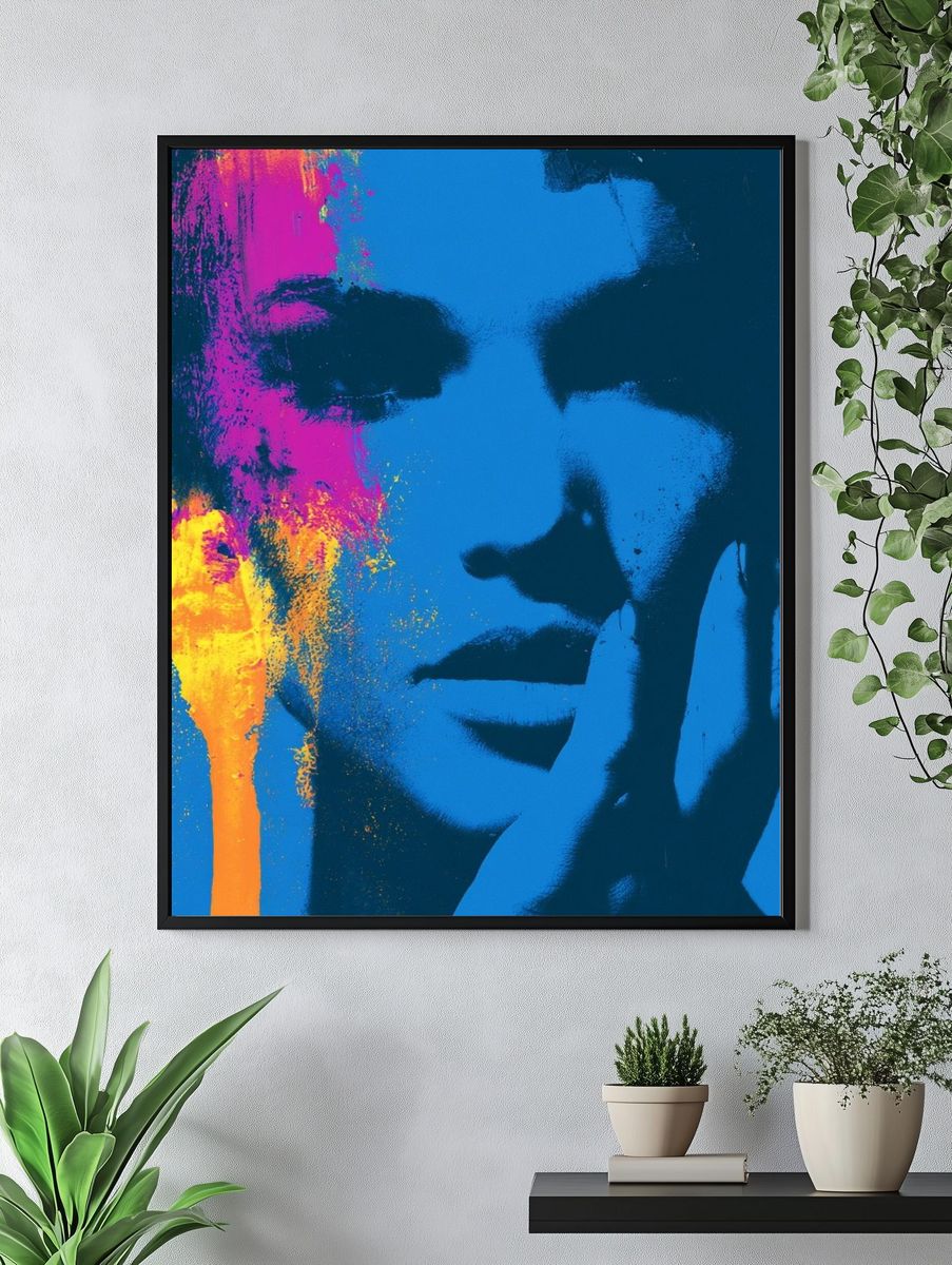 Neon Pop Face Portrait Poster. — room view 4