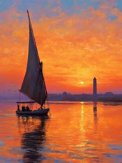 Sunset Sailboat Harbor Fine-Art Print.