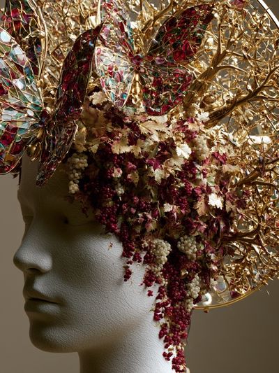 Gilded Floral Headpiece Portrait Print. poster