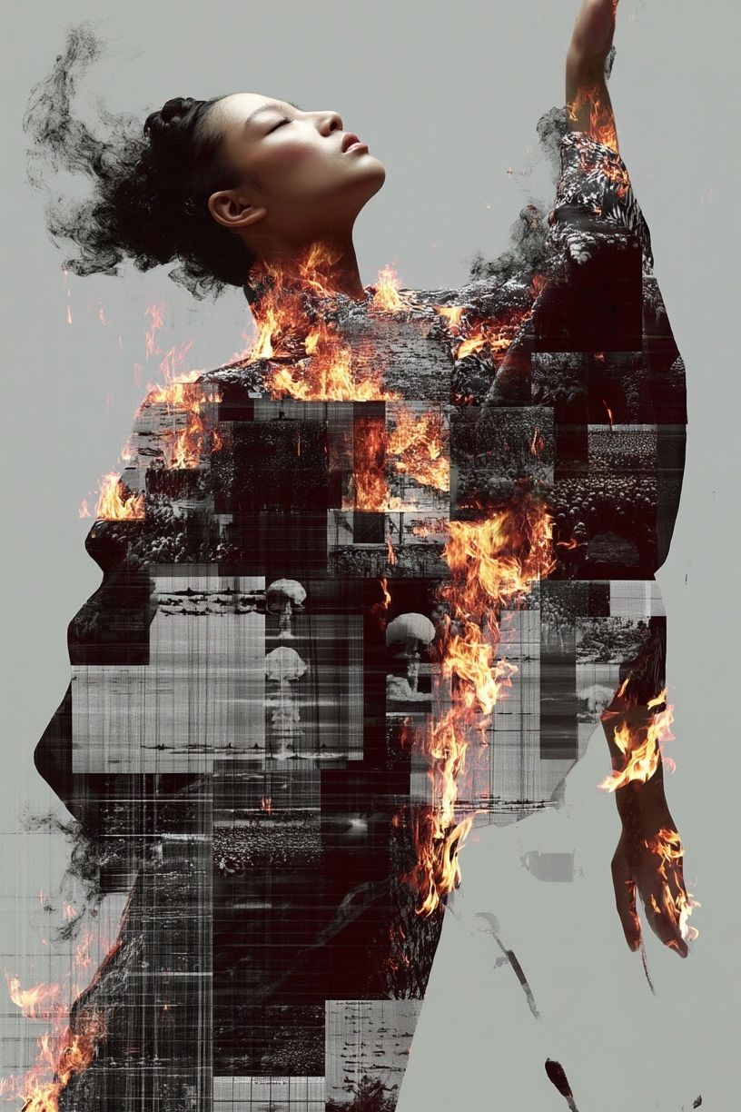 Burning Figure Surrealism Poster. poster — fine-art art