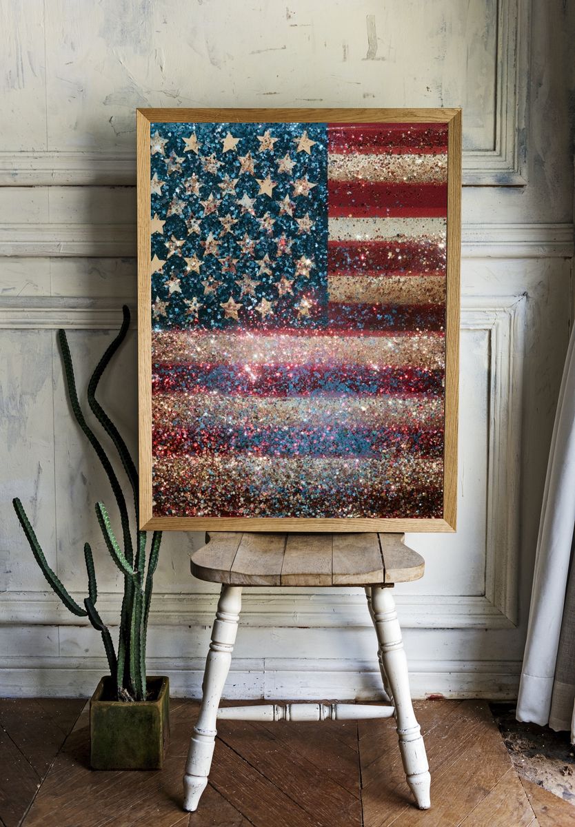 Glitter American Flag Poster. — room view 1