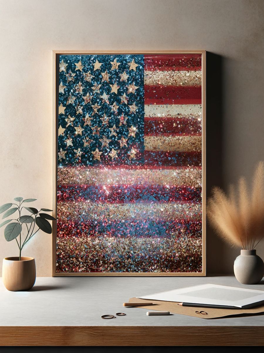 Glitter American Flag Poster. — room view 2