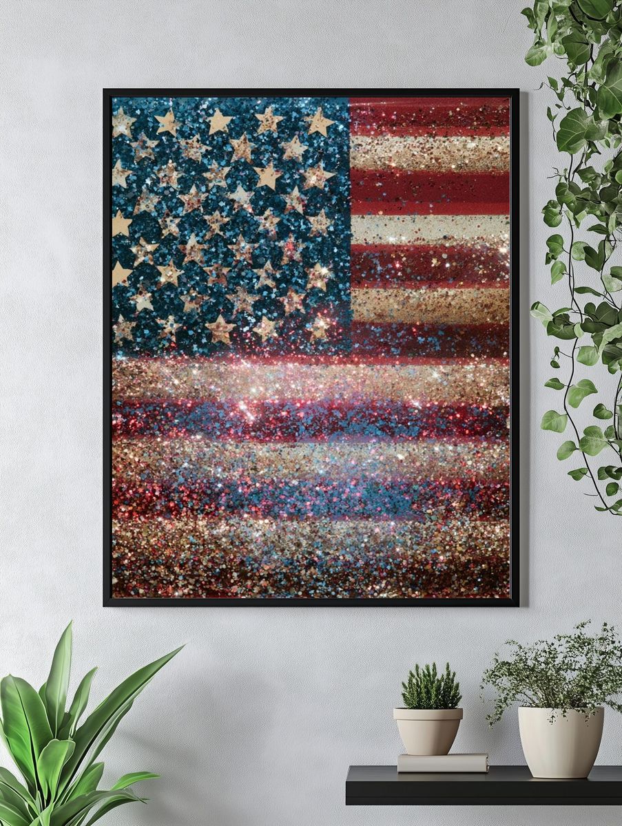 Glitter American Flag Poster. — room view 4