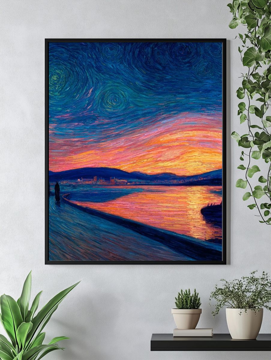Starry Sunset Seascape Print. — room view 4