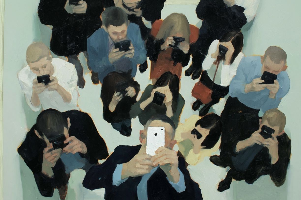 Crowd of Phone Users Contemporary Print. poster — fine-art art