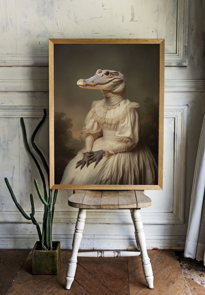 Crocodile Portrait Surrealism Poster. — room view 1