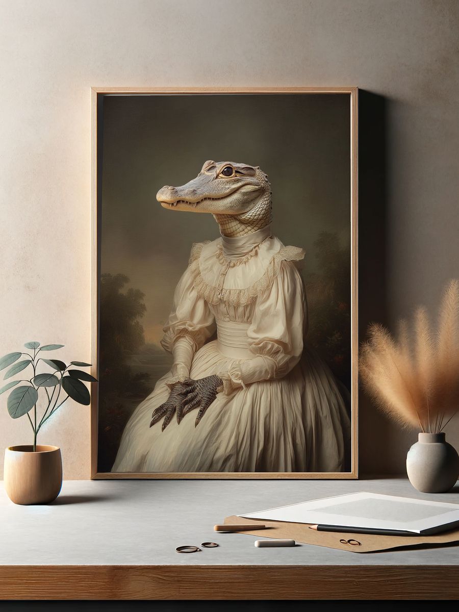 Crocodile Portrait Surrealism Poster. — room view 2