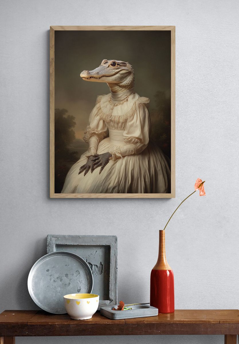Crocodile Portrait Surrealism Poster. — room view 3