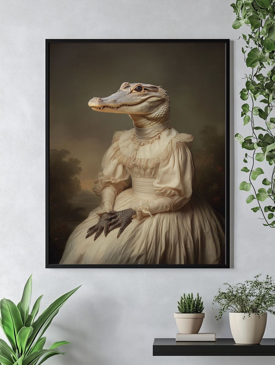 Crocodile Portrait Surrealism Poster. — room view 4