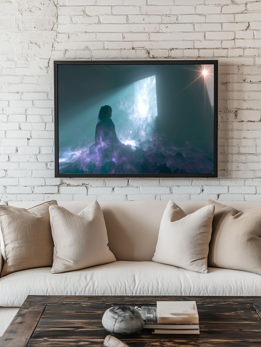Celestial Meditation Surrealism Print. — room view 1