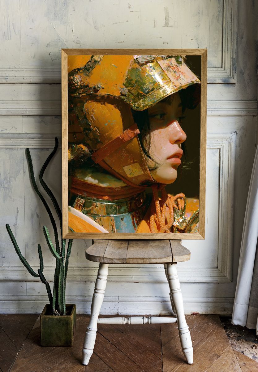 Armored Portrait — Fine-Art Print. room preview