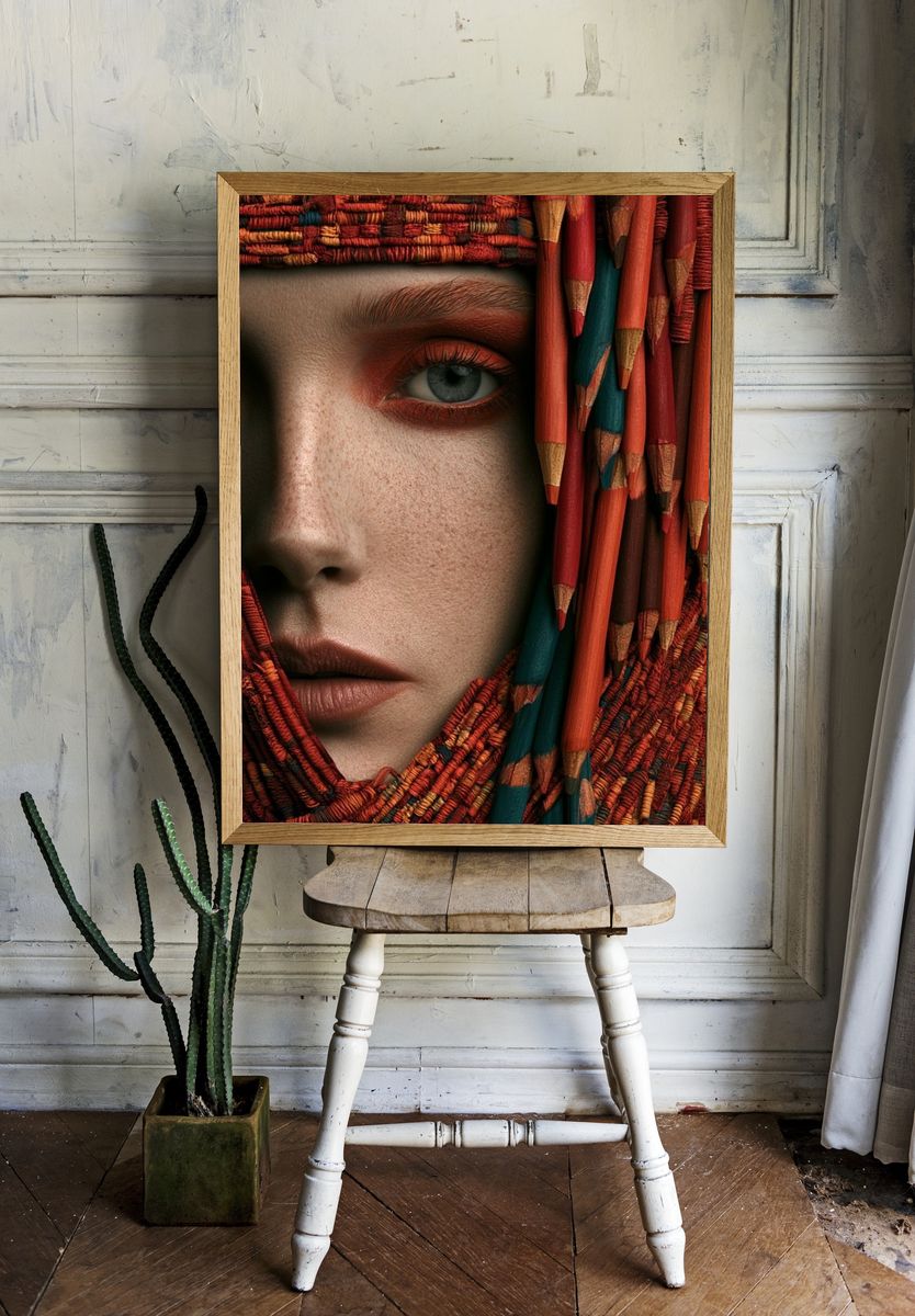 Textured Portrait Fine-Art Print. room preview