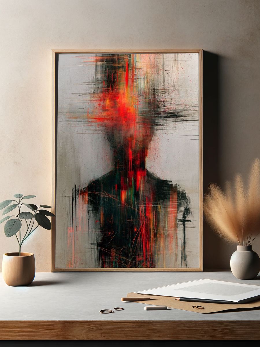 Abstract Glowing Figure Print. — room view 2