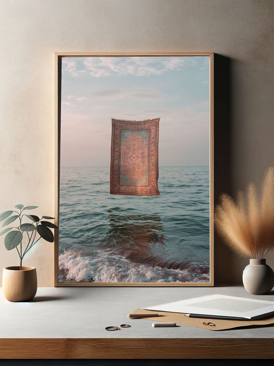 Floating Rug Seascape Surrealism Print. — room view 2