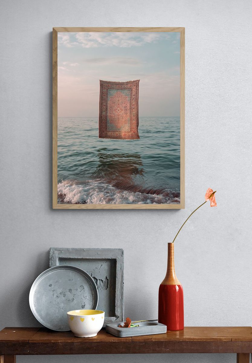 Floating Rug Seascape Surrealism Print. — room view 3
