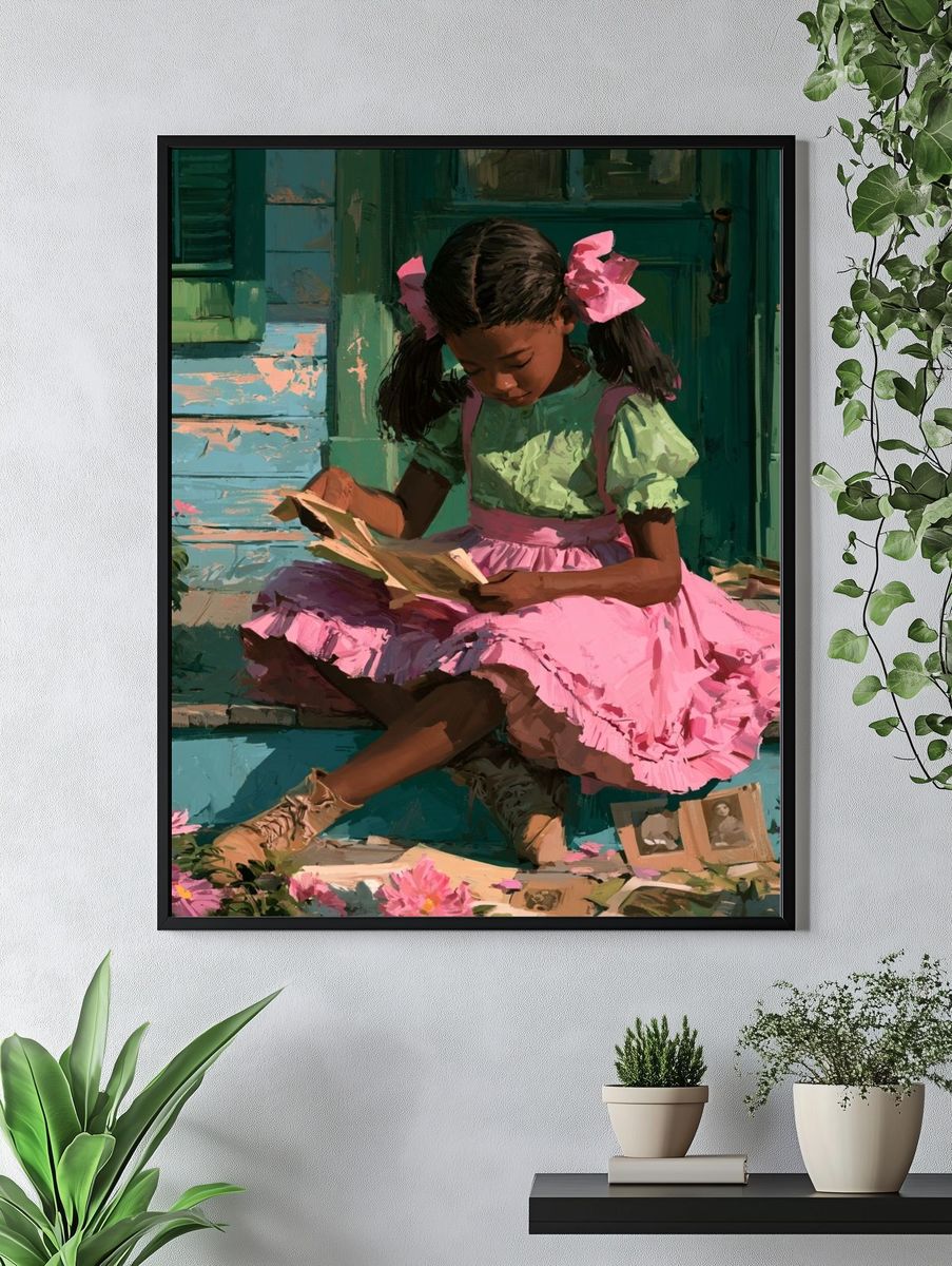 Girl Reading on Porch Fine-Art Print. — room view 4