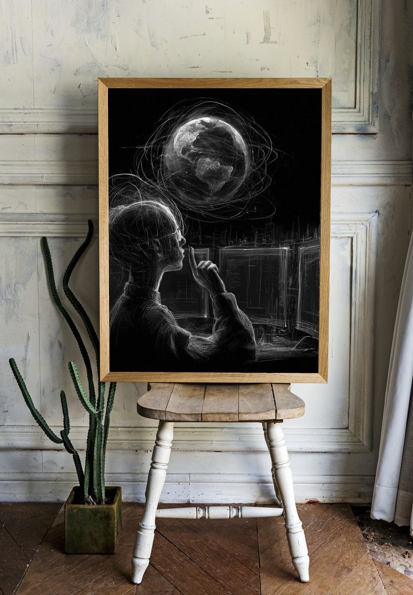 Contemplating Earth — Surreal Print. room preview