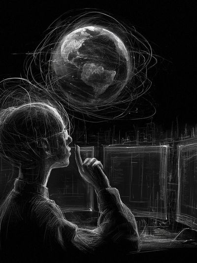 Contemplating Earth — Surreal Print.