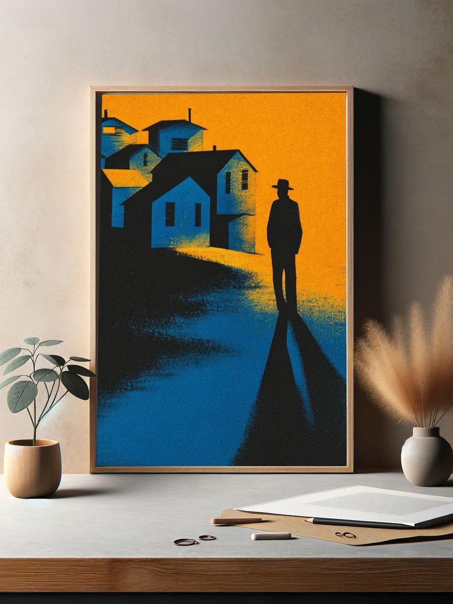 Lonely Figure in Blue Village Poster. — room view 2