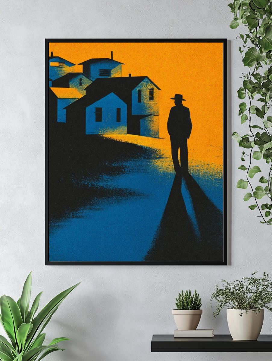 Lonely Figure in Blue Village Poster. — room view 4