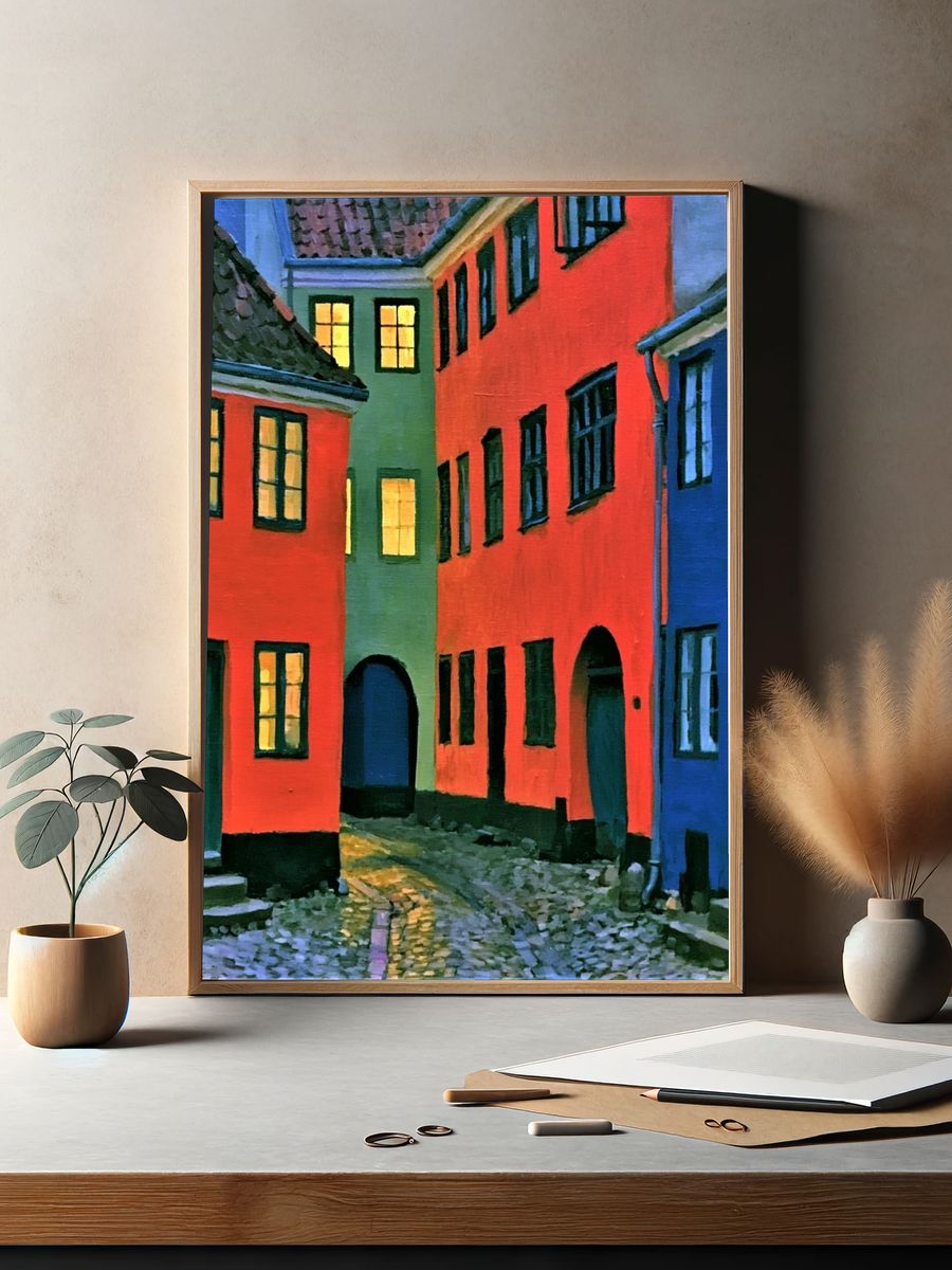 Colorful Old Town Street Poster. — room view 2
