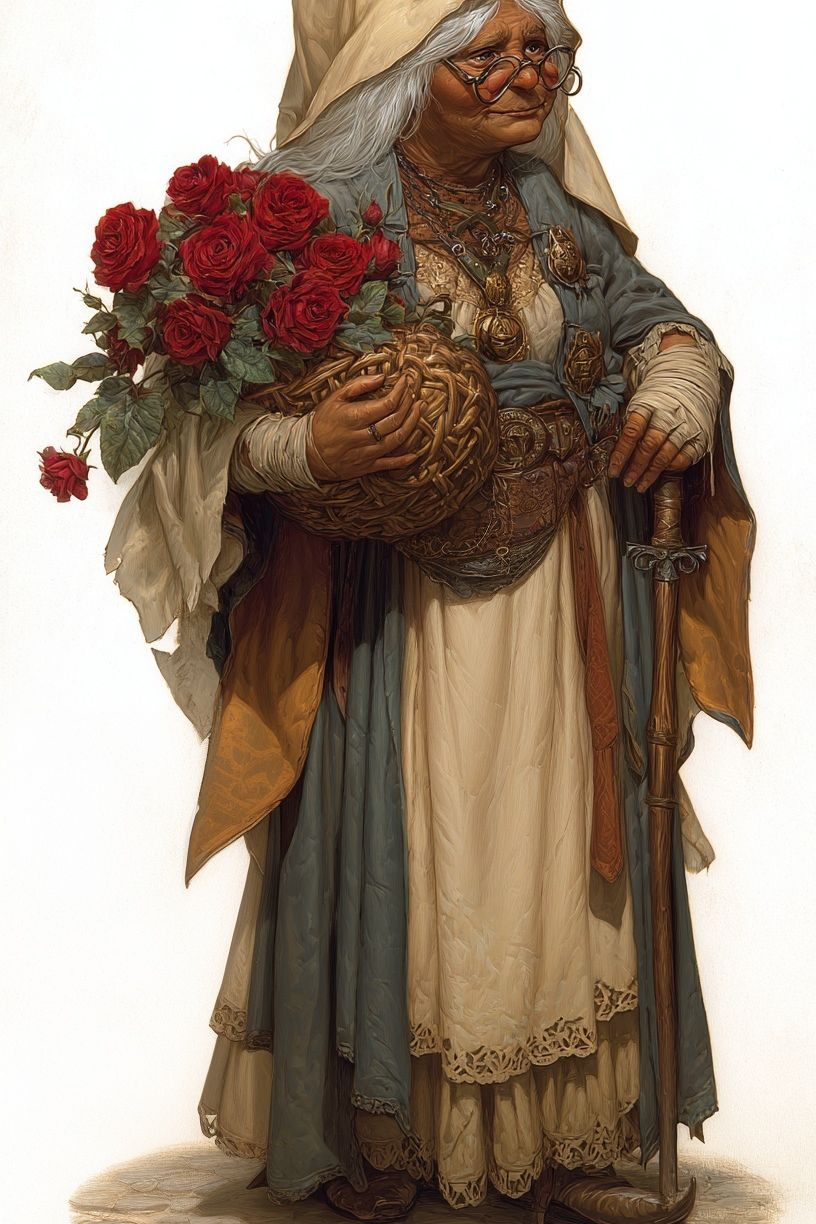 Rose-Bearing Elder Portrait Print. poster detail