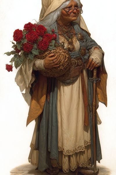Rose-Bearing Elder Portrait Print.
