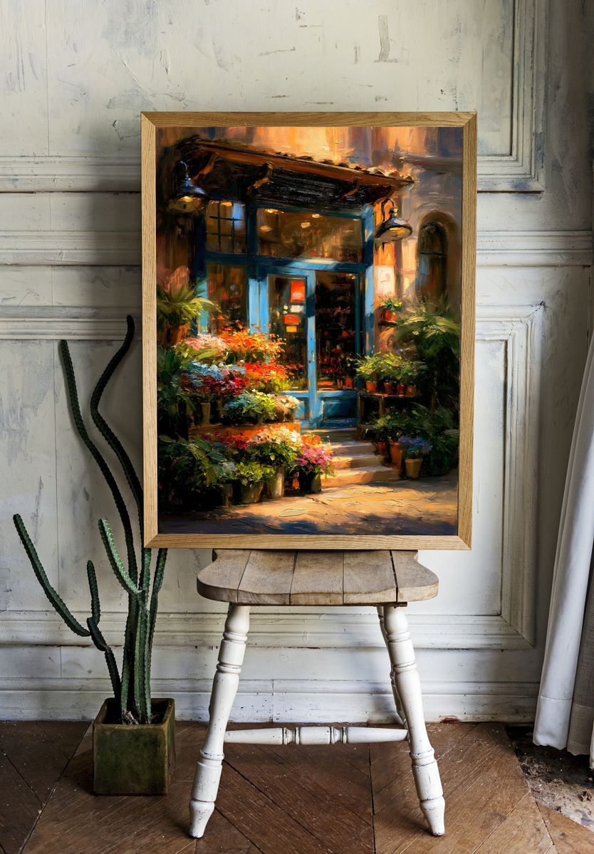 Flower Shop Street Scene Poster. room preview