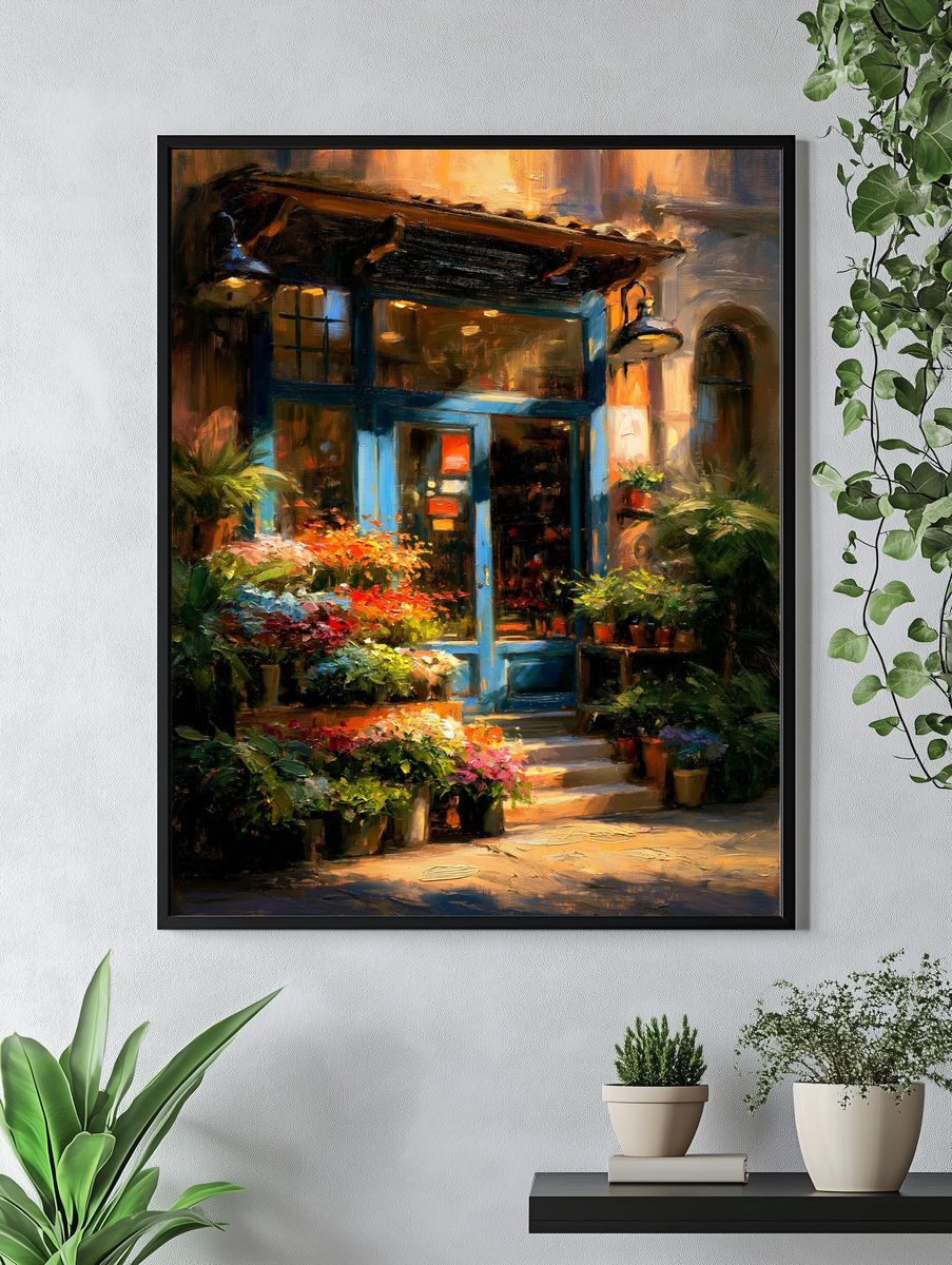 Flower Shop Street Scene Poster. — room view 4