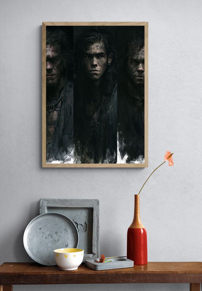 Dark Portrait Triptych Poster. — room view 3