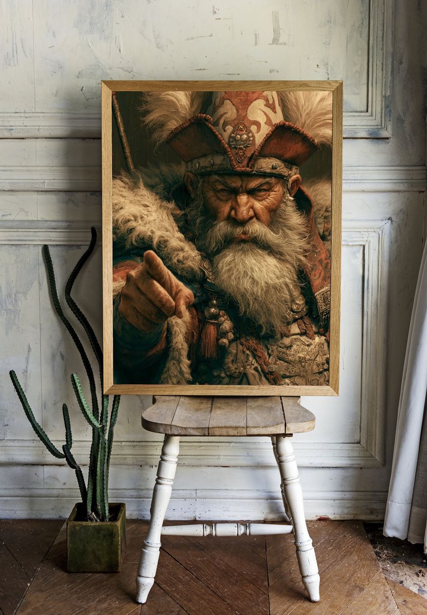 Mongol Warrior Portrait Print. — room view 1
