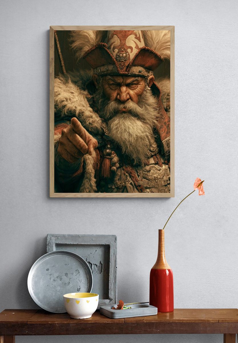 Mongol Warrior Portrait Print. — room view 3
