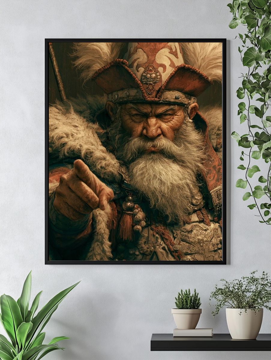 Mongol Warrior Portrait Print. — room view 4