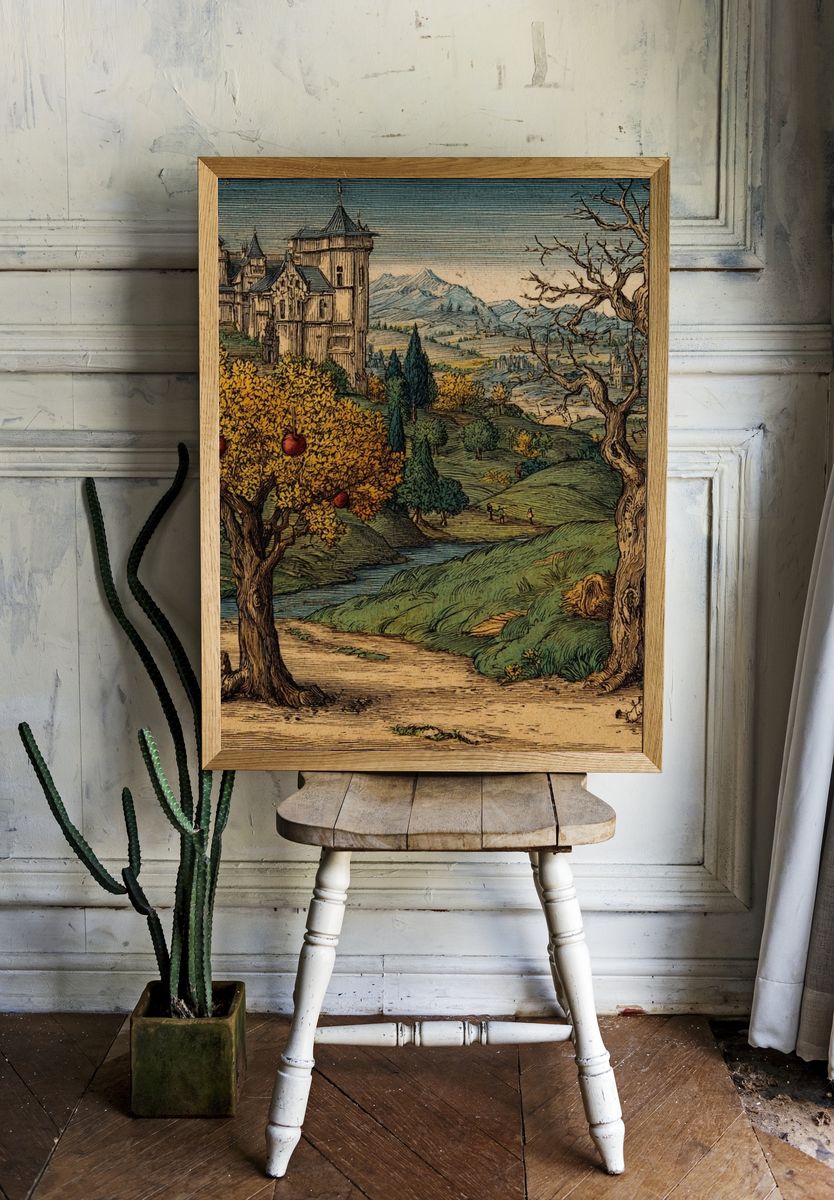 Renaissance Orchard Landscape Print. — room view 1