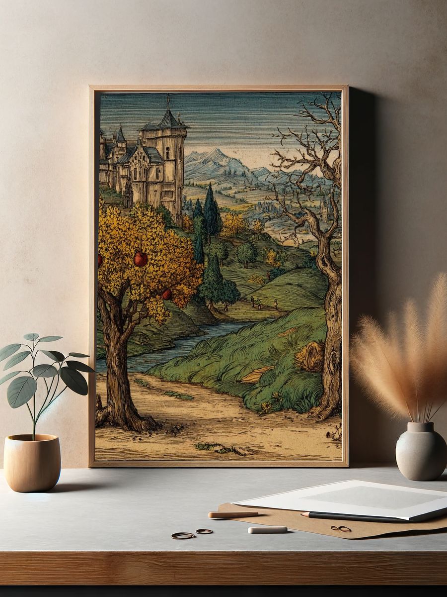 Renaissance Orchard Landscape Print. — room view 2