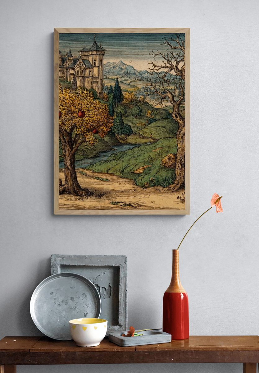 Renaissance Orchard Landscape Print. — room view 3