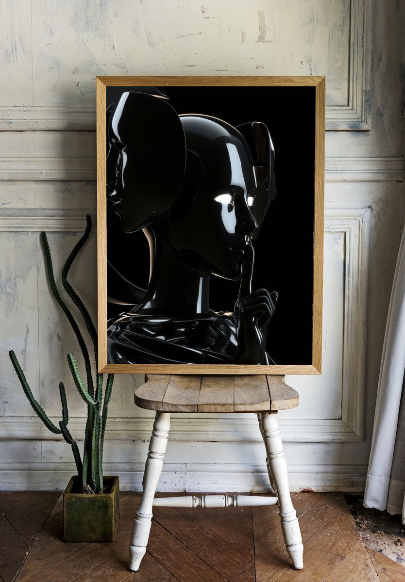 Glossy Black Dual Face Print. room preview