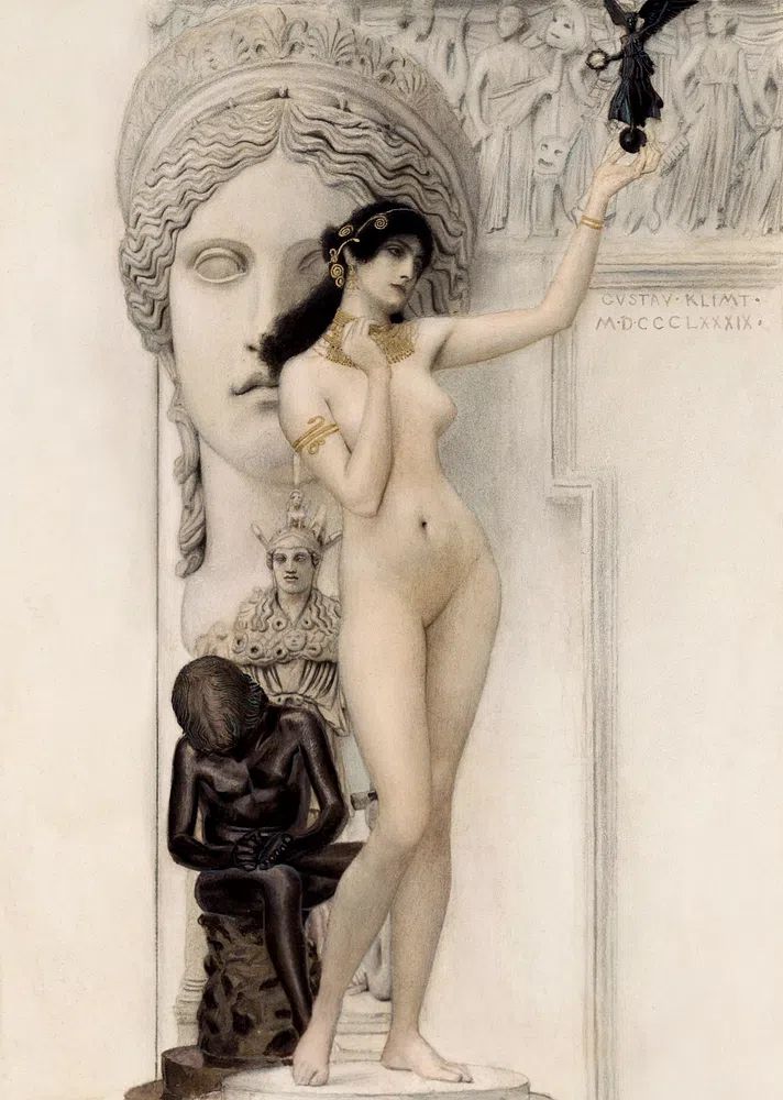 Gustav Klimt 's Allegory Sculpture. poster detail