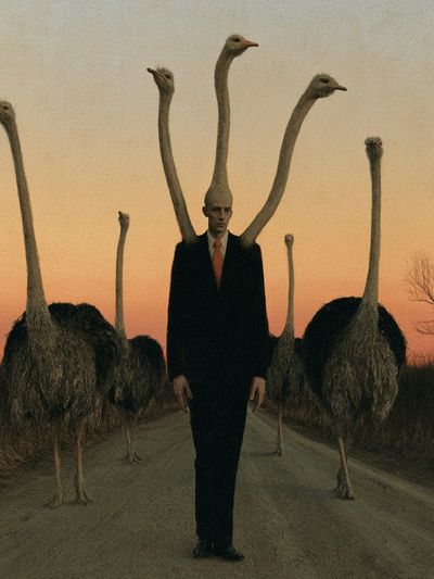 Surreal Ostrich Man Fine-Art Print. poster