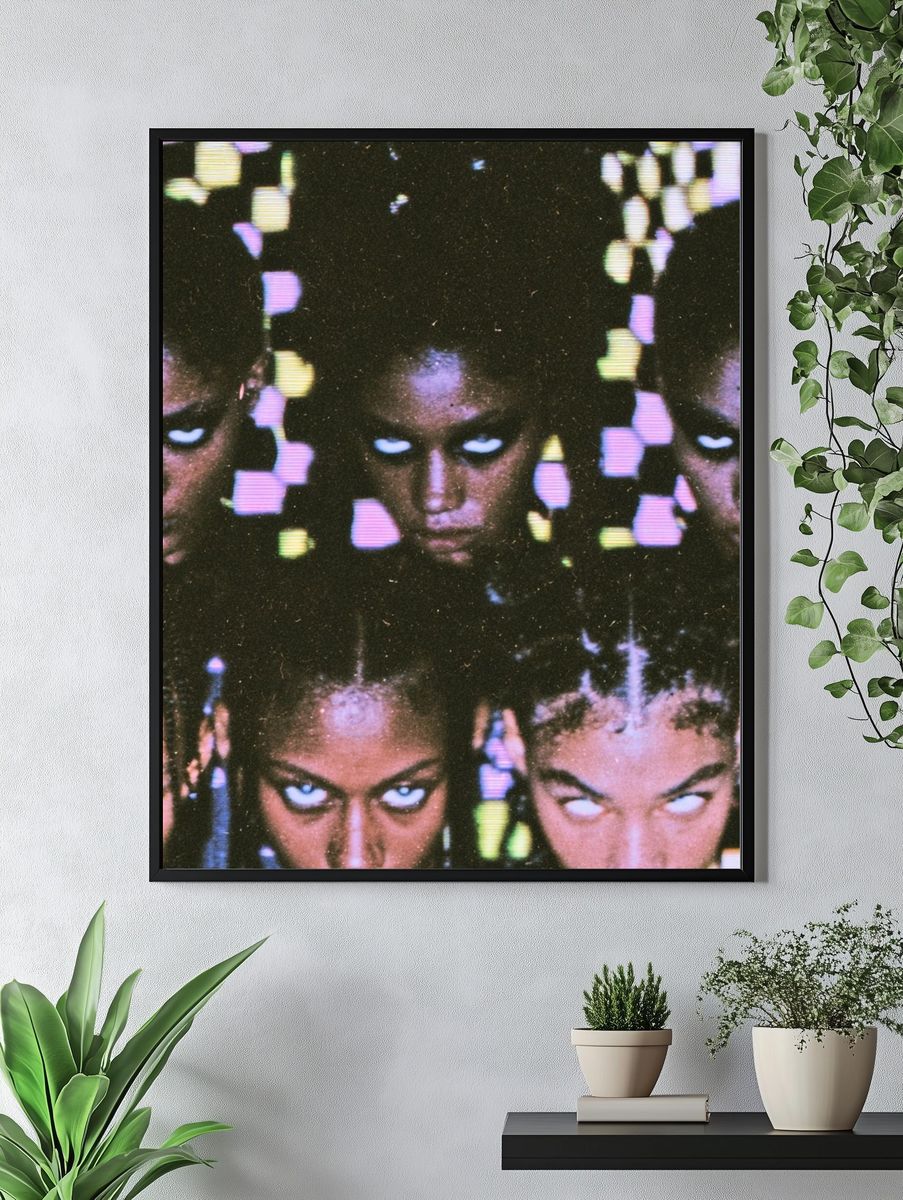 Eerie Faces Glitch Portrait Poster. — room view 4