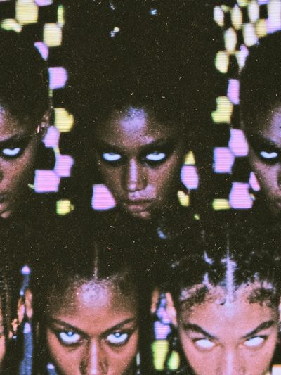 Eerie Faces Glitch Portrait Poster.