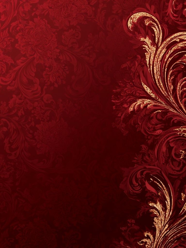 Crimson Baroque Flourish Print. poster — fine-art art