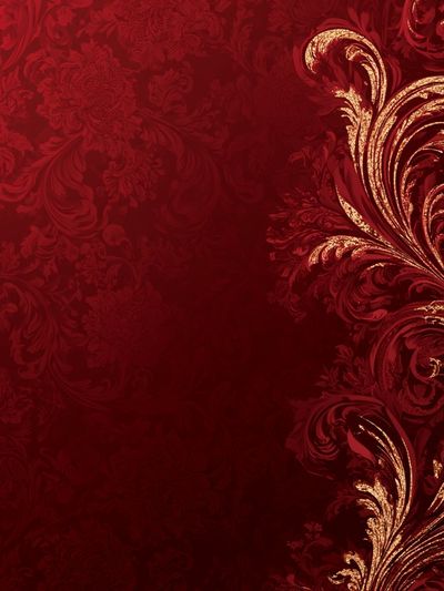 Crimson Baroque Flourish Print.
