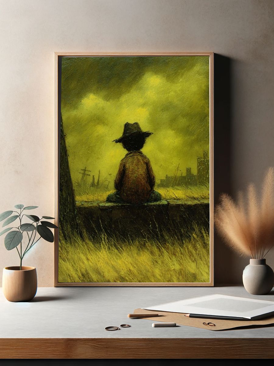 Lonely Cowboy Landscape Print. — room view 2
