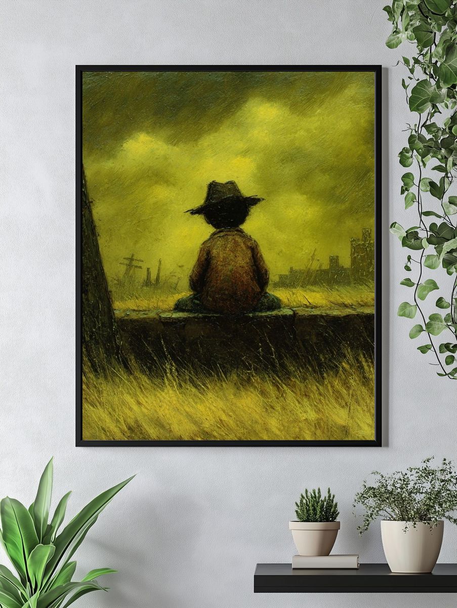 Lonely Cowboy Landscape Print. — room view 4