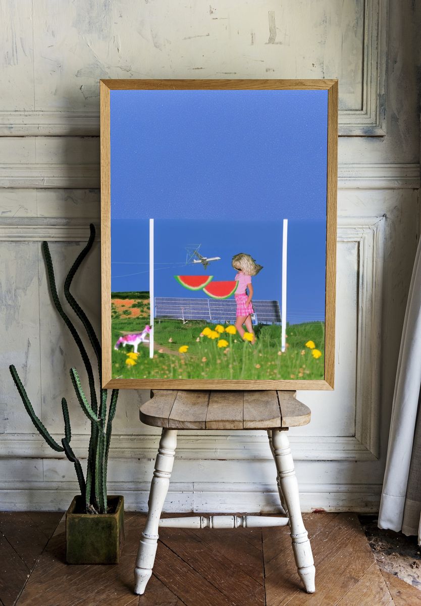 Surreal Summer Field Collage Print. — room view 1
