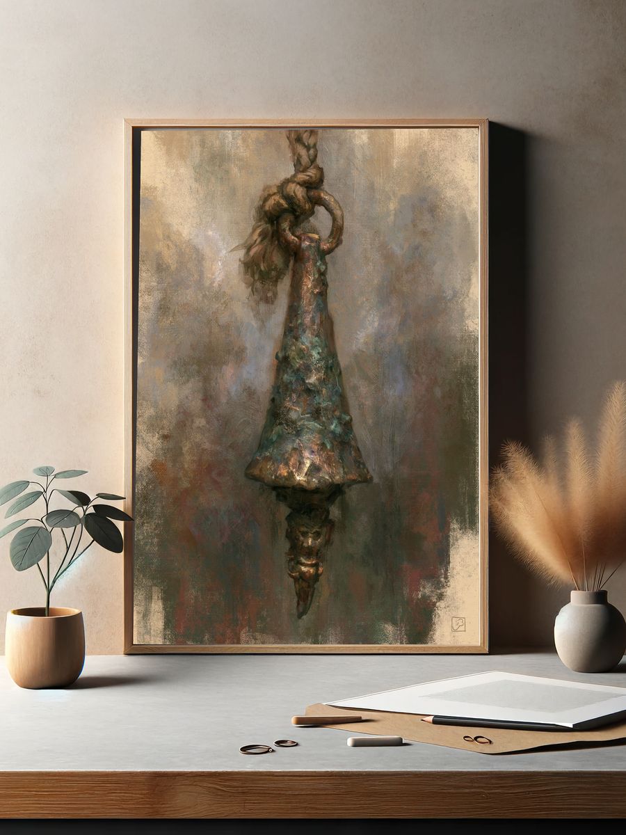 Rustic Bell Still Life Print. — room view 2